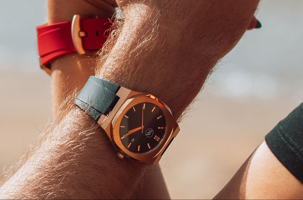 Apollo Rose Gold Stainless Steel Black Strap - 41mm