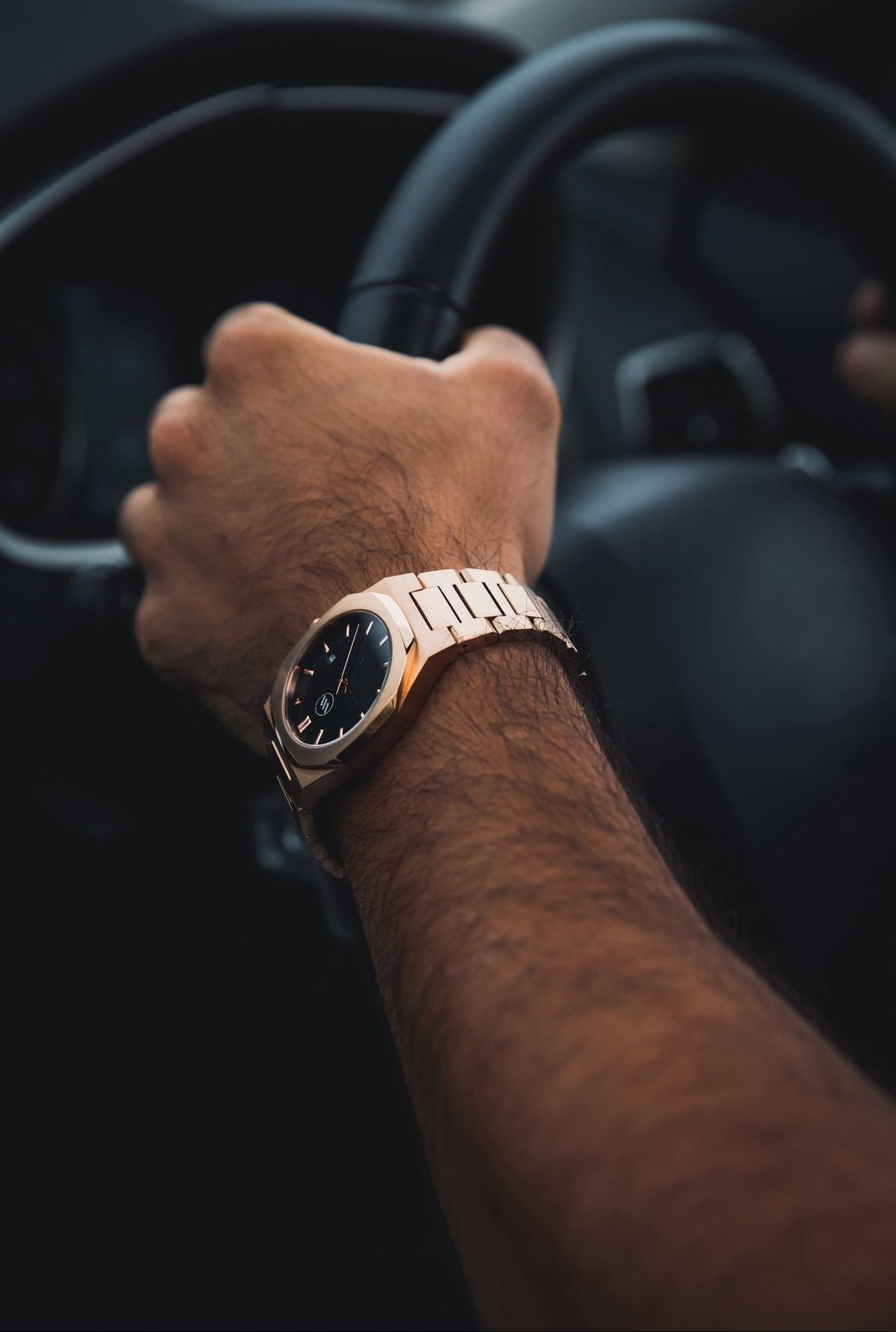 Men's Rose Gold Stainless Steel Watch – 41 mm Case